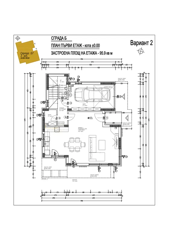 Чертеж Къща B1 — Партер